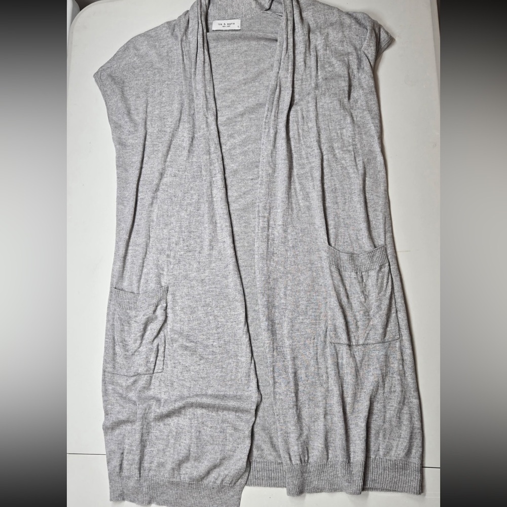 LOLA & SOPHIE Cashmere Drop Shoulder Sweater Vest Grey Women’s Small 5564 - Picture 4 of 8